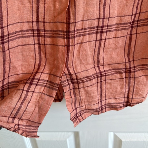 Free People - 100% Linen Oversized Plaid Top - M - Picture 5 of 7